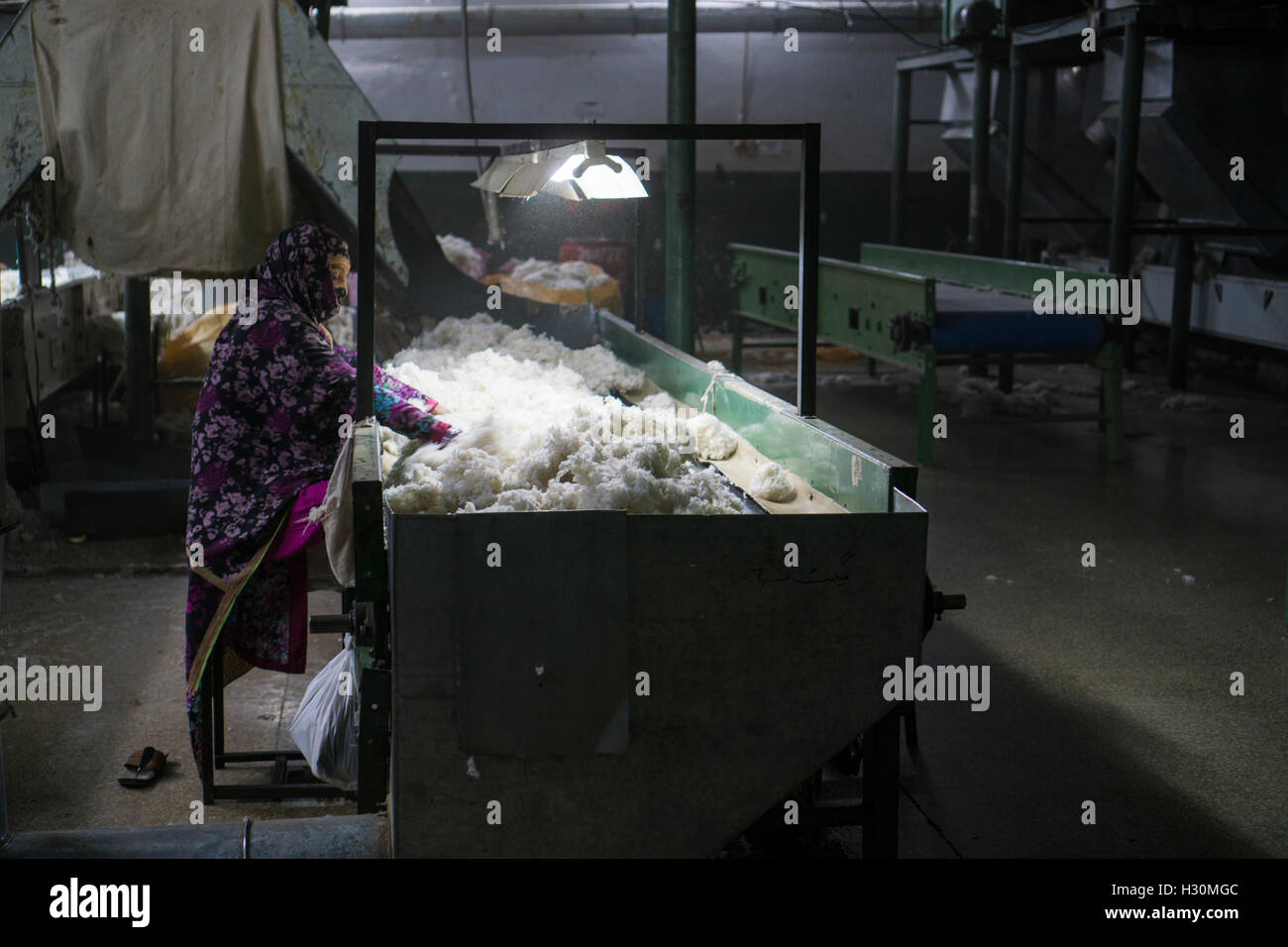 Les femmes travaillant à l'intérieur de Pakistan Multan Cotton Mill Banque D'Images