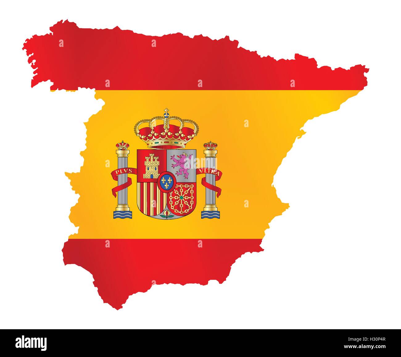 Silhouette contour plan sur le drapeau de l'UNION EUROPÉENNE Pays de l'Espagne Illustration de Vecteur
