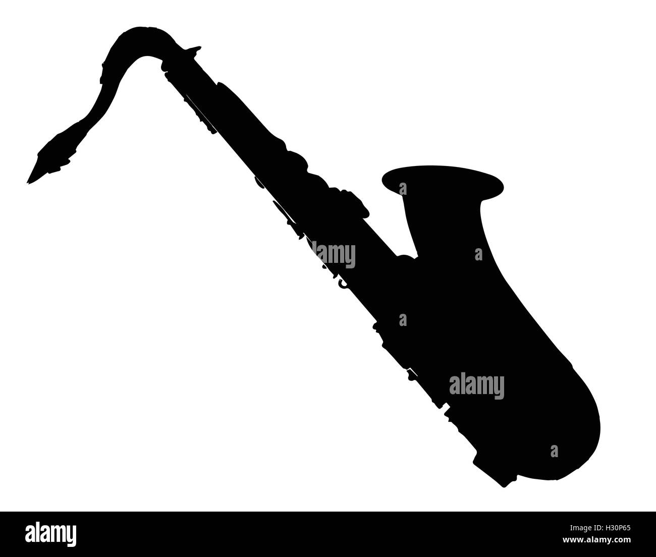 Silhouette d'un saxophone typique sur un fond blanc Illustration de Vecteur