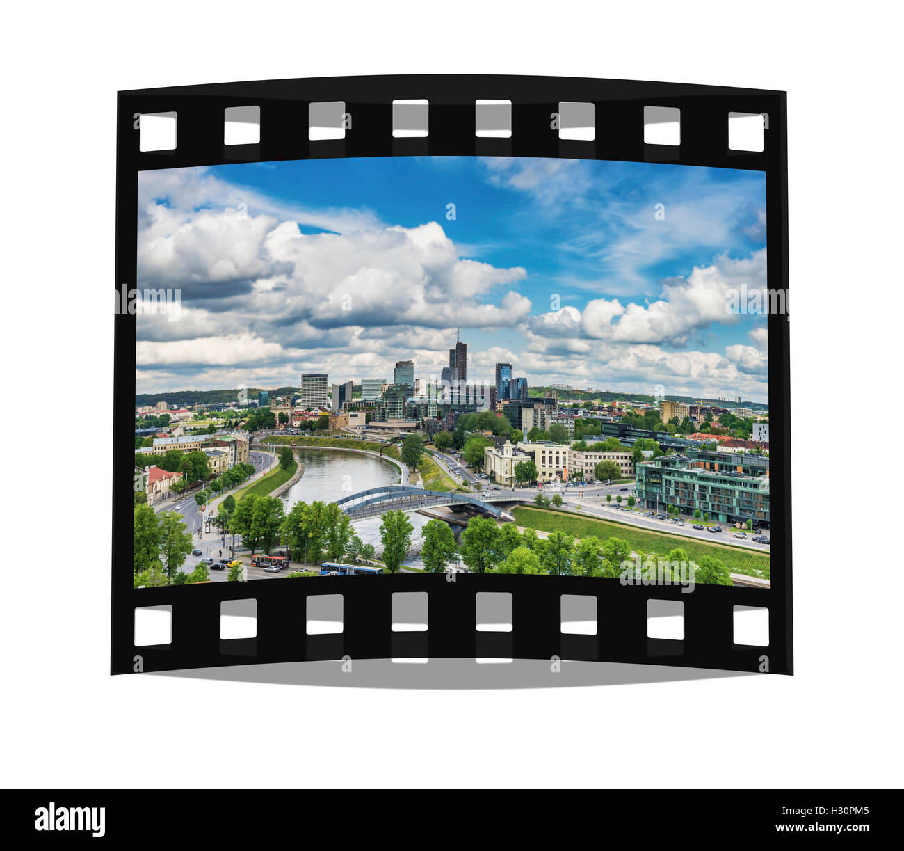 Vue sur la rivière Neris pour le nouveau centre-ville (Naujamiestis) de Vilnius, Lituanie, Pays Baltes, Europe Banque D'Images