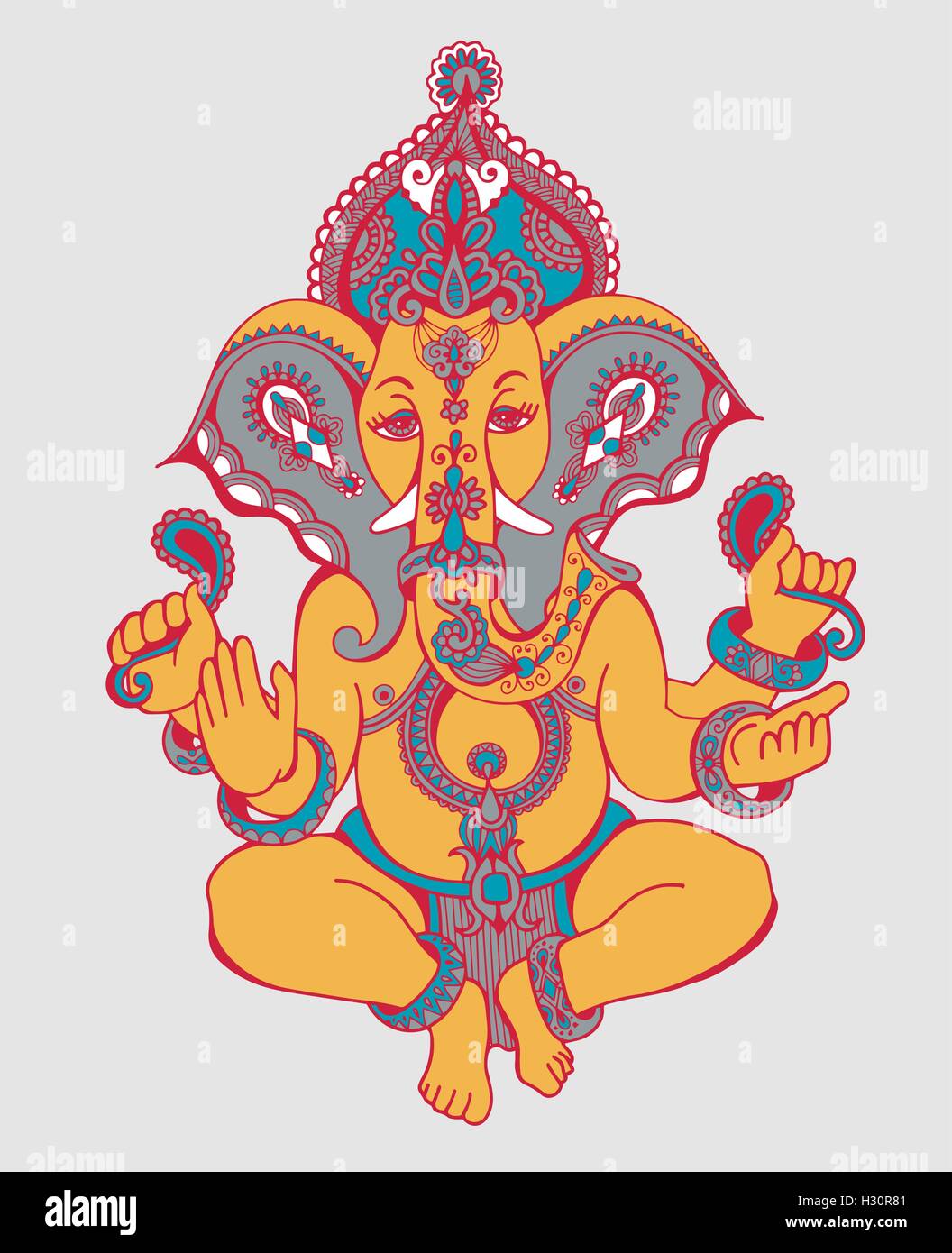 Seigneur hindou ganesha ornate esquisse, tatouage, yoga, spiritua Illustration de Vecteur