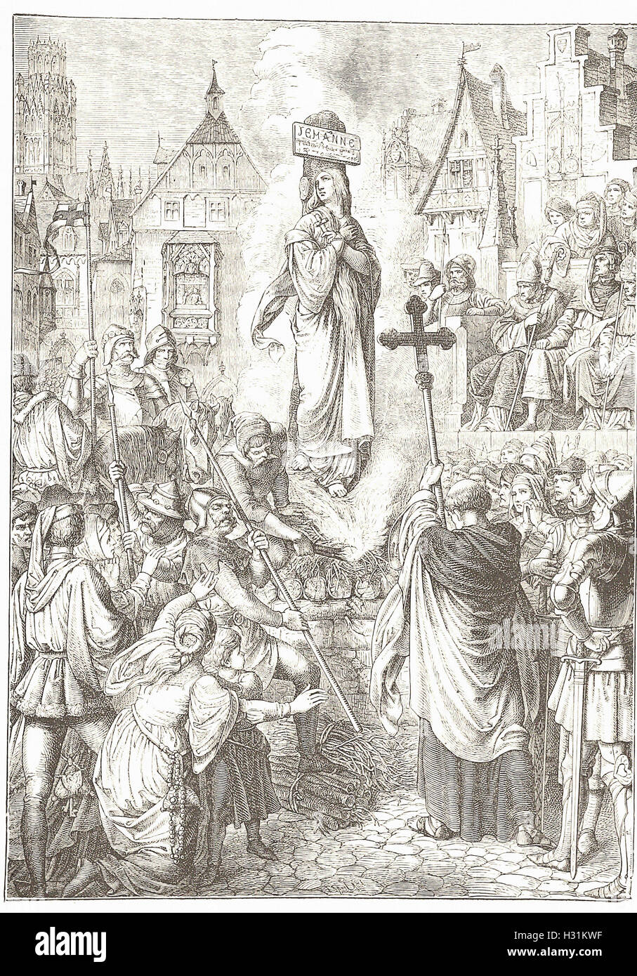L'EXÉCUTION DE JEANNE D'ARC - de 'Cassell's Illustrated Histoire universelle" - 1882 Banque D'Images