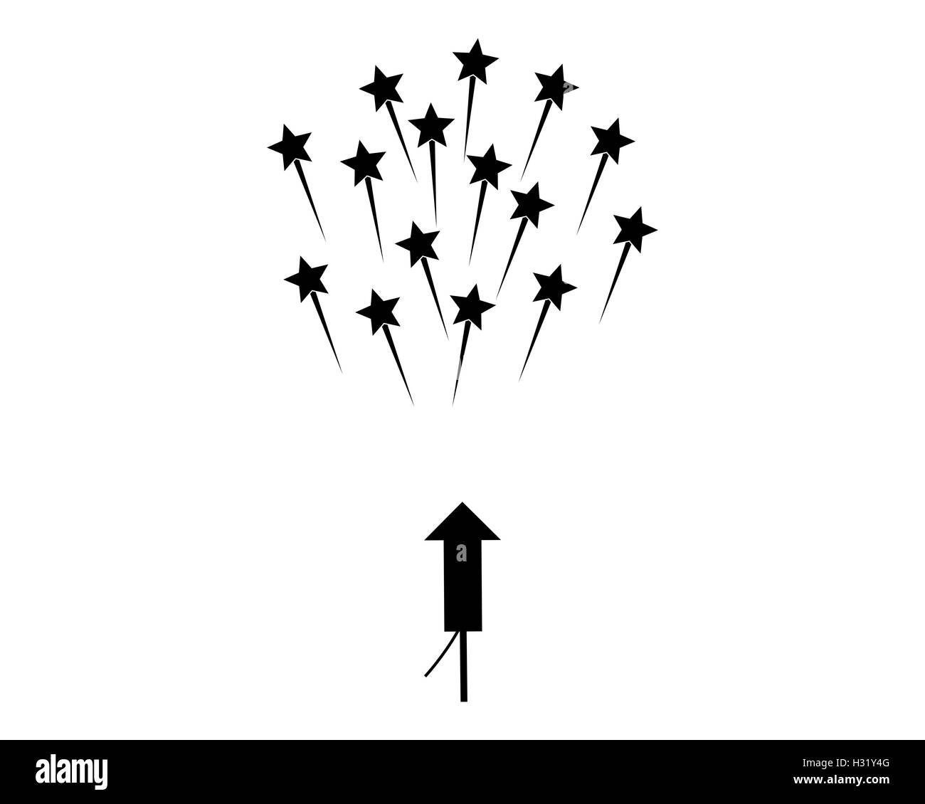 Roket et stars on white Banque D'Images