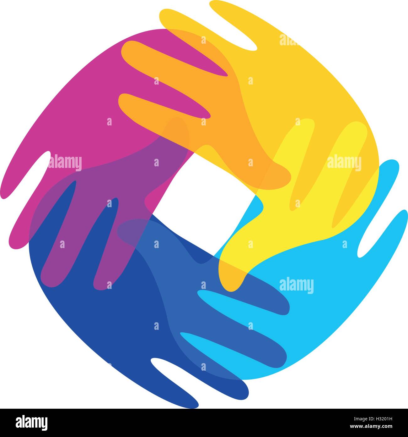 Download Résumé isolés des couleurs mains ensemble logo. Jeux ...