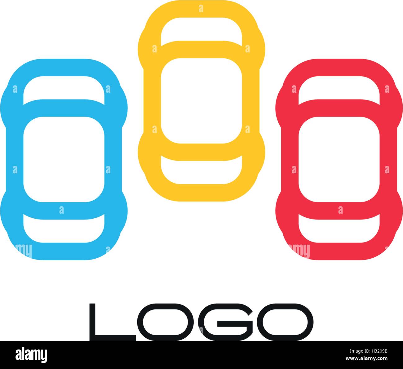 Ensemble de dispositifs isolés vecteur coloré. Mobile simple contour. Voitures silhouette. Parking area. L'élément routier. Service de mécanicien. L'emblème des véhicules. Assurance voiture voitures.logo illustration vectorielle. Illustration de Vecteur