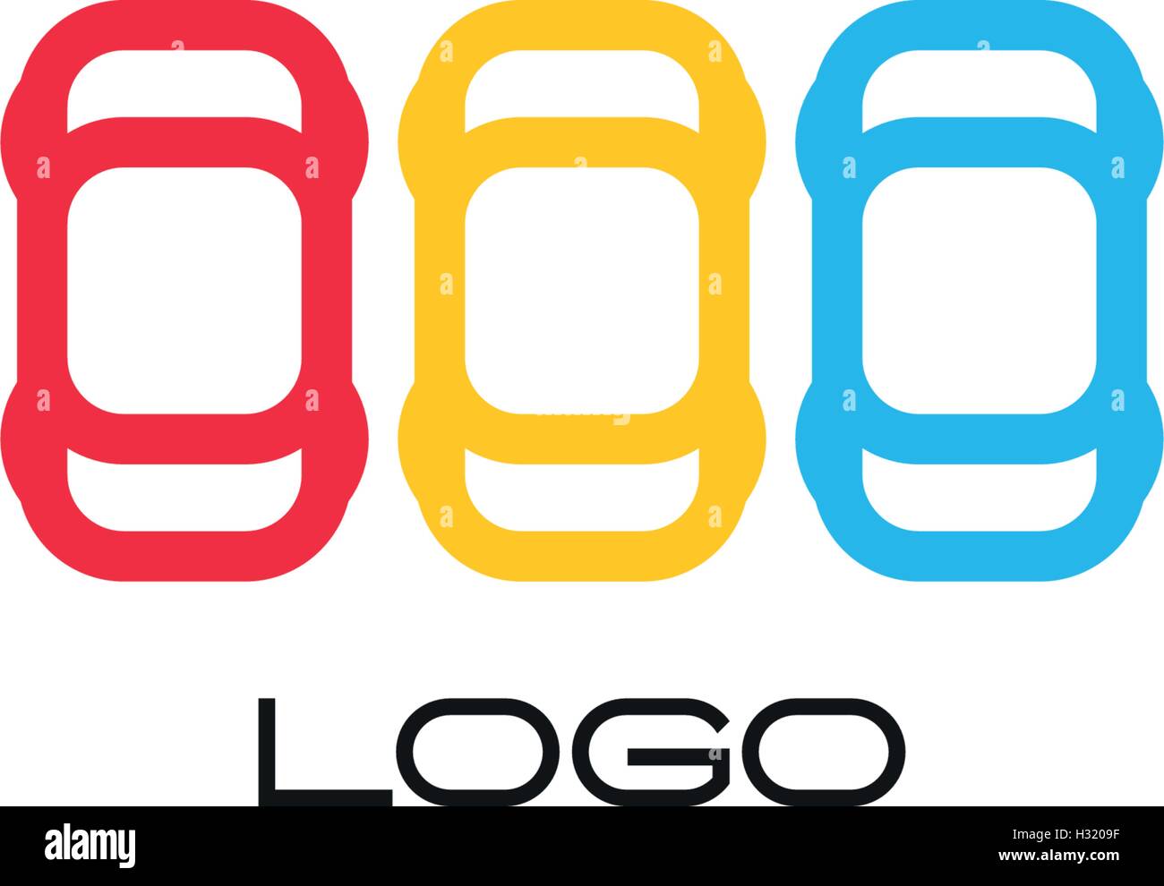 Ensemble de dispositifs isolés vecteur coloré. Mobile simple contour. Voitures silhouette. Parking area. L'élément routier. Service de mécanicien. L'emblème des véhicules. Assurance voiture voitures.logo illustration vectorielle. Illustration de Vecteur