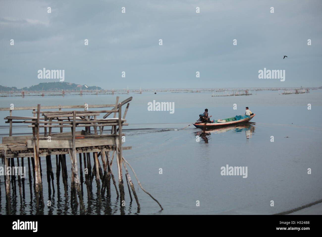 Bay, beau, bleu, bateau, littoral, europe, pêcheur, maison de vacances, horizon, Island, lac, paysage, montagne, nature, océan, pis Banque D'Images