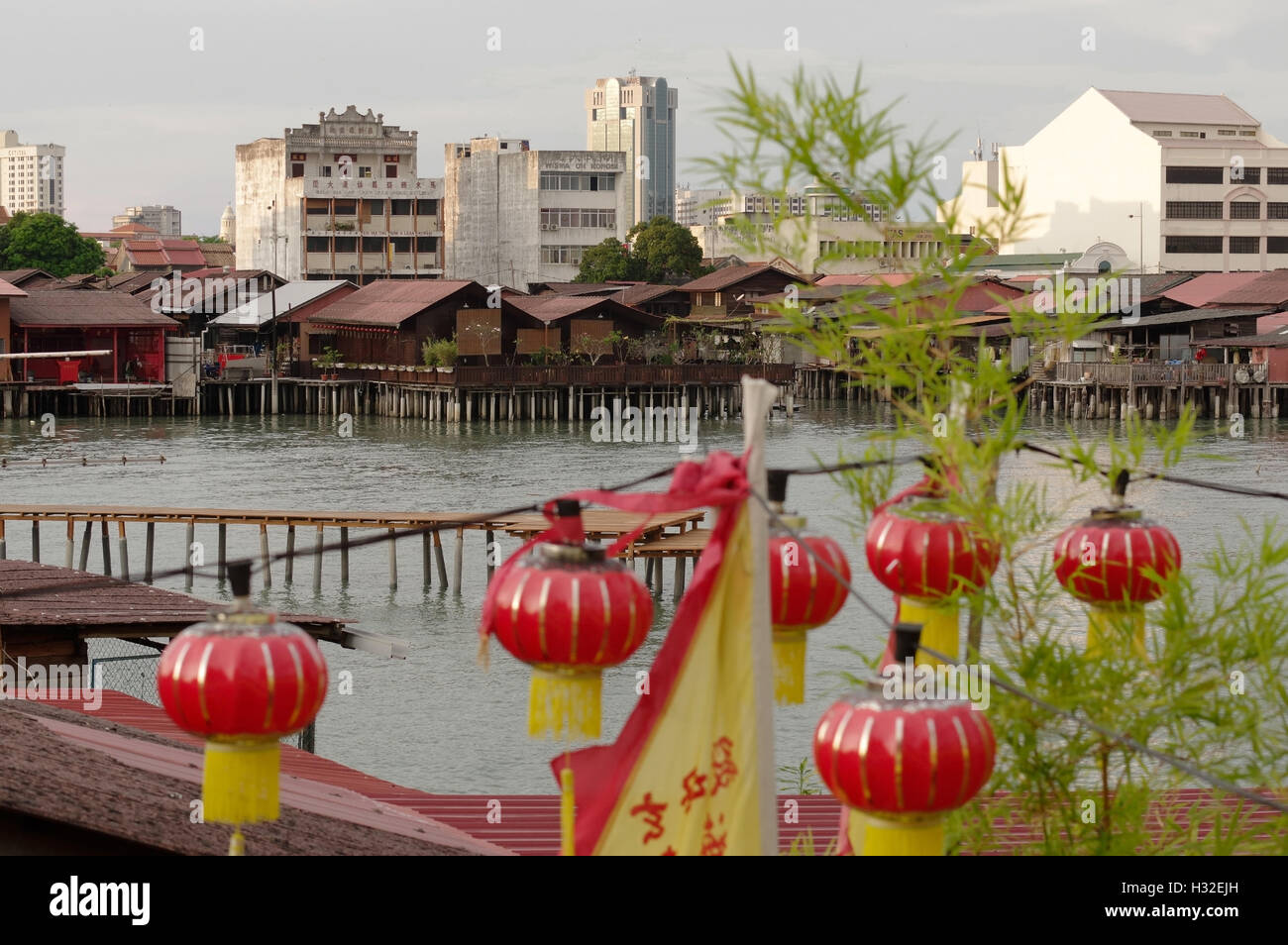 GEORGETOWN, MALAISIE - 29 MAI : Vue rapprochée de Hean Boo Thean Kuanyin temple bouddhiste chinois Clan jetées. Construit sur pilotis Banque D'Images