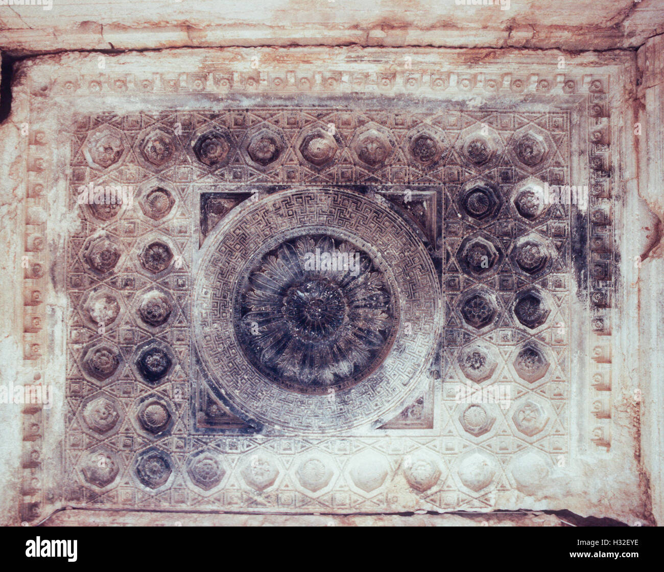 Détail du plafond du temple du Temple de Bel, Palmyra, Syrie Banque D'Images