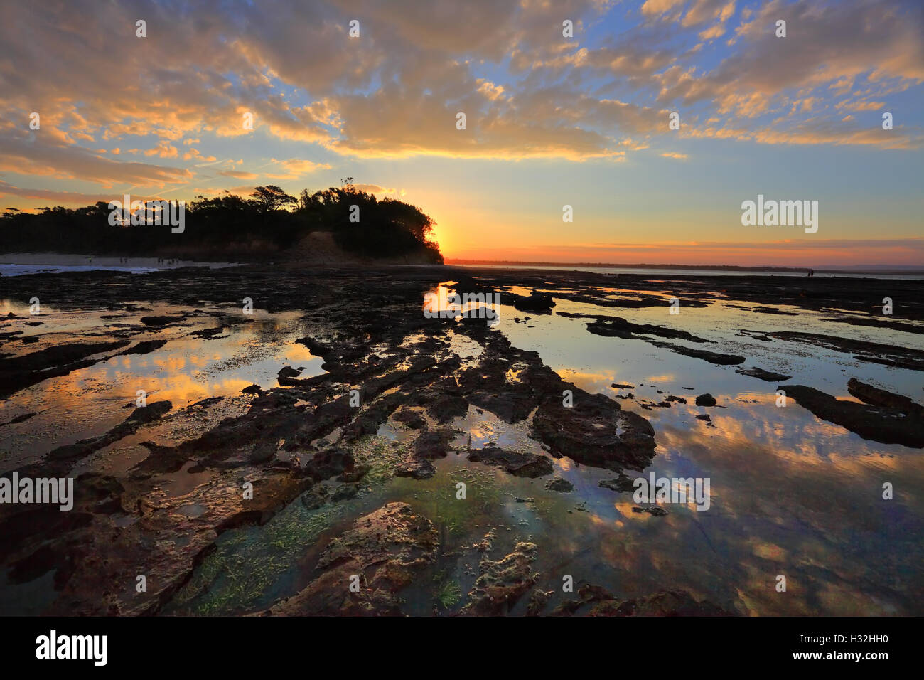 Les couleurs et les réflexions à Plantation point juste avant le coucher du soleil Banque D'Images