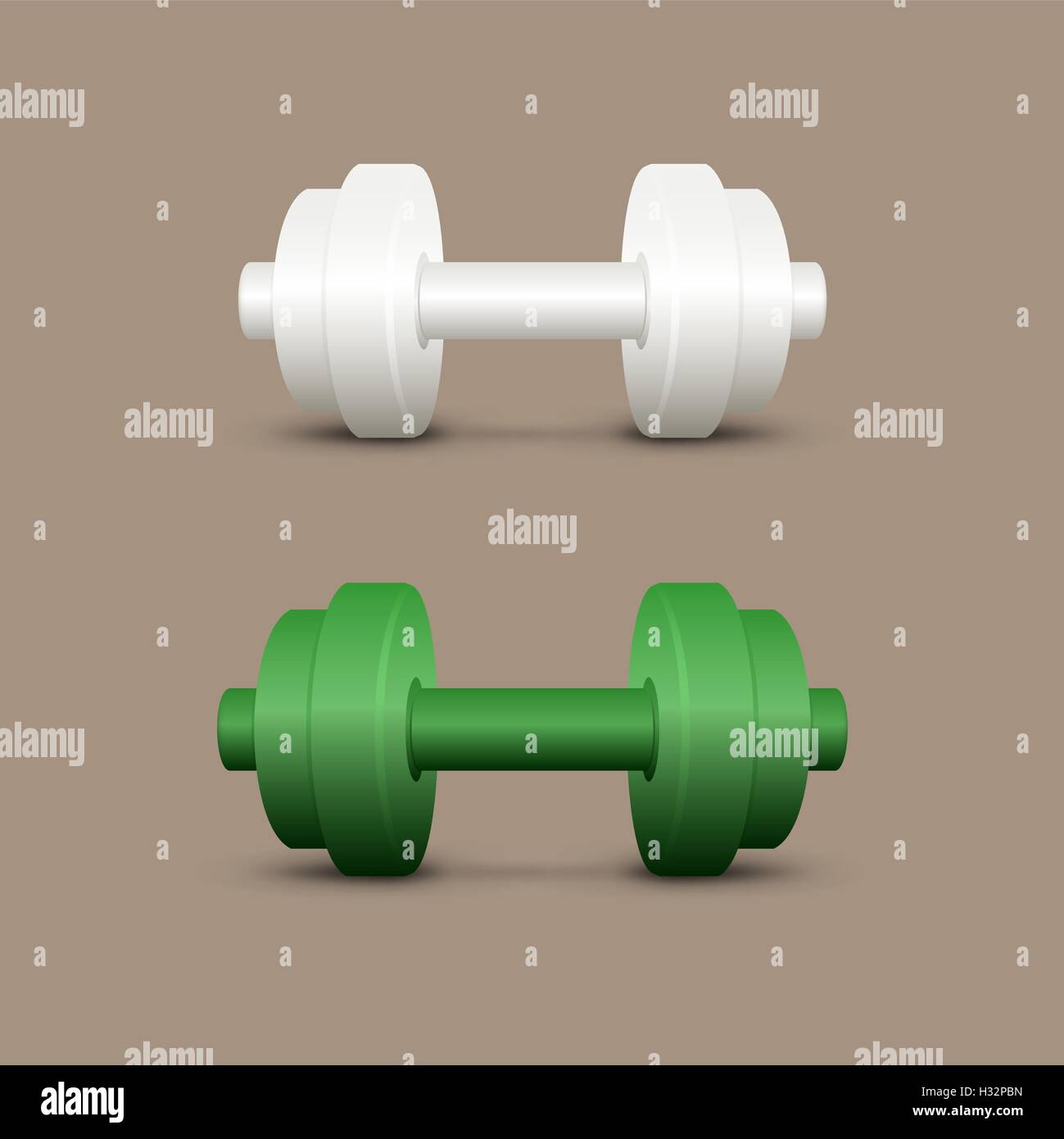 Haltères en blanc et vert Illustration de Vecteur