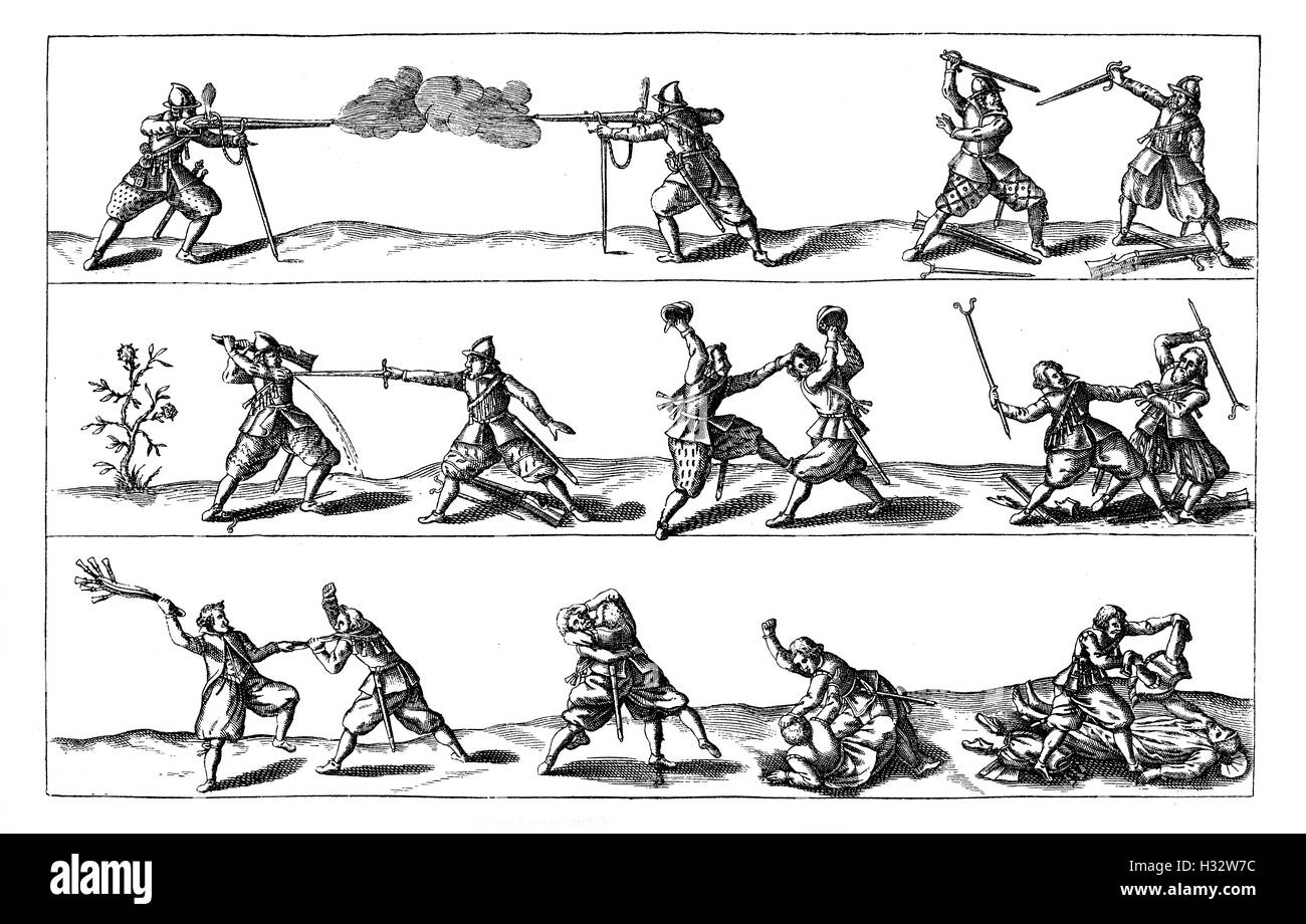XVII siècle, Guerre de Trente Ans : soldats combattant Banque D'Images