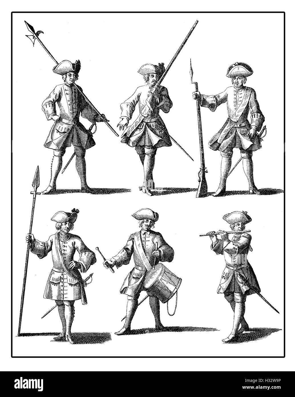 Style de vie de l'armée prussienne, types militaires et personnages, XVIII siècle Banque D'Images Style de vie de l'armée prussienne, types militaires et personnages, XVIII siècle Banque D'Images