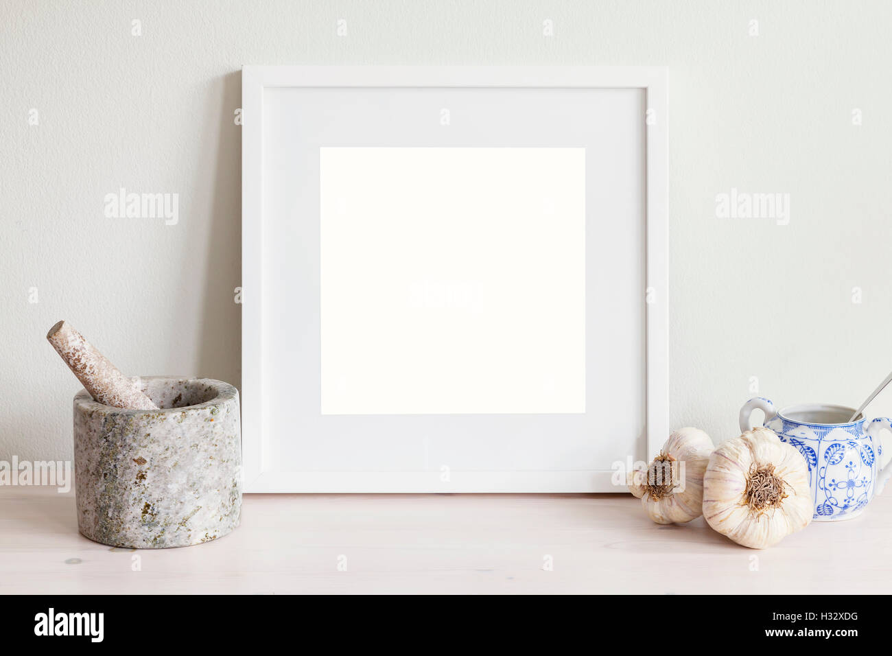 Image de cadre blanc à thème Cuisine immersive. Banque D'Images