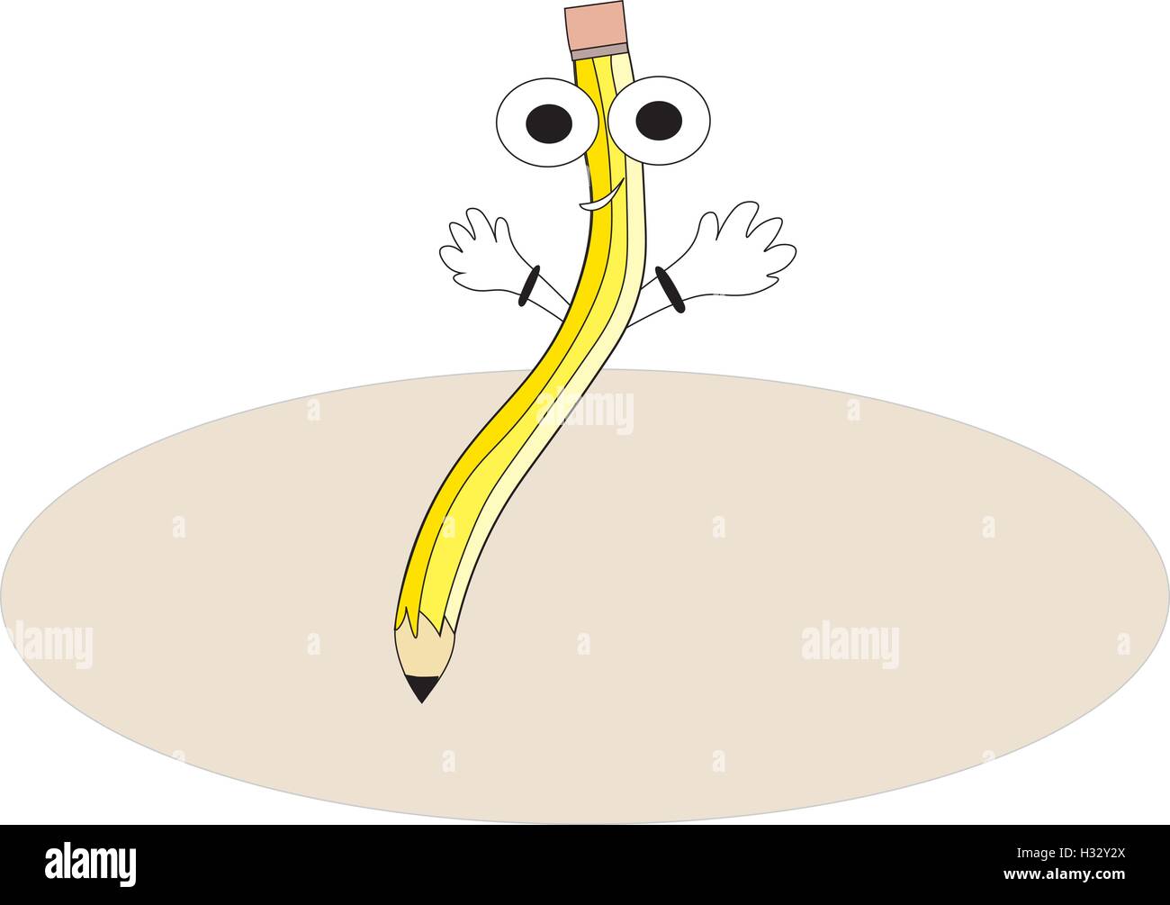 Caricature caricature crayon jaune. Illustration de Vecteur