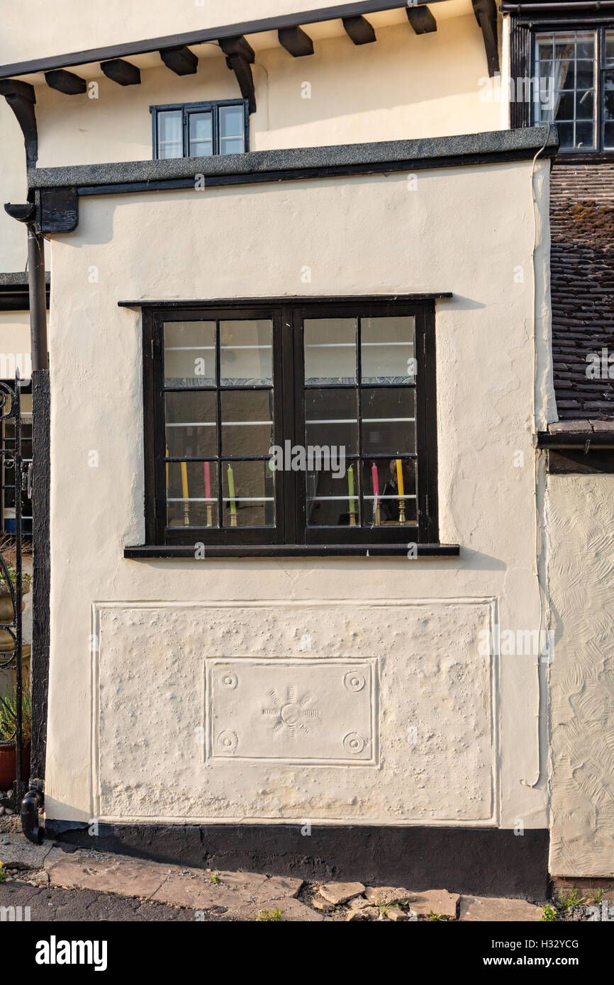 L'arrière de chalets sur Stony Lane vu de la rue Fishmarket, Thaxted, Pargetting avec Essex, UK Banque D'Images
