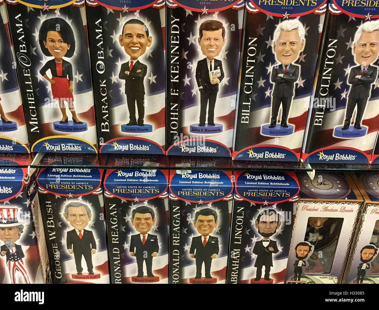 Des effigies de présidents américains sur différents points au cours de la campagne présidentielle américaine, USA Banque D'Images