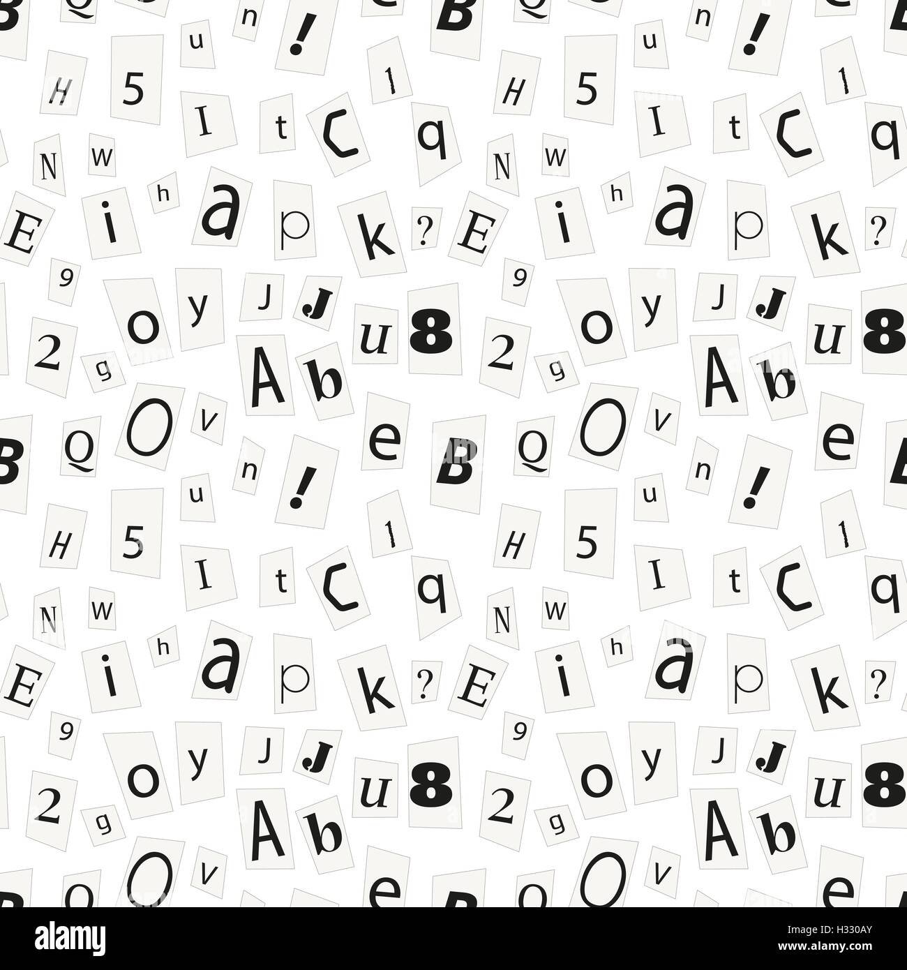 Journal noir lettres sur morceaux de papier, motif transparent Illustration de Vecteur