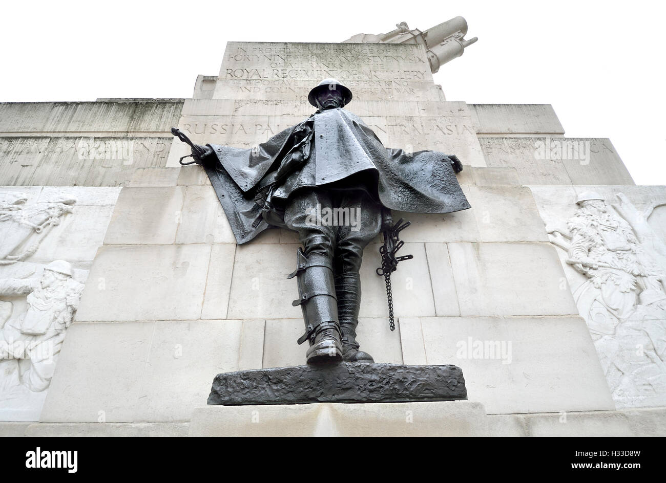 Londres, Angleterre, Royaume-Uni. Mémorial de l'Artillerie royale à Hyde Park Corner (1925 ; Charles Sargeant Jagger) commémoration de 49076 membres... Banque D'Images