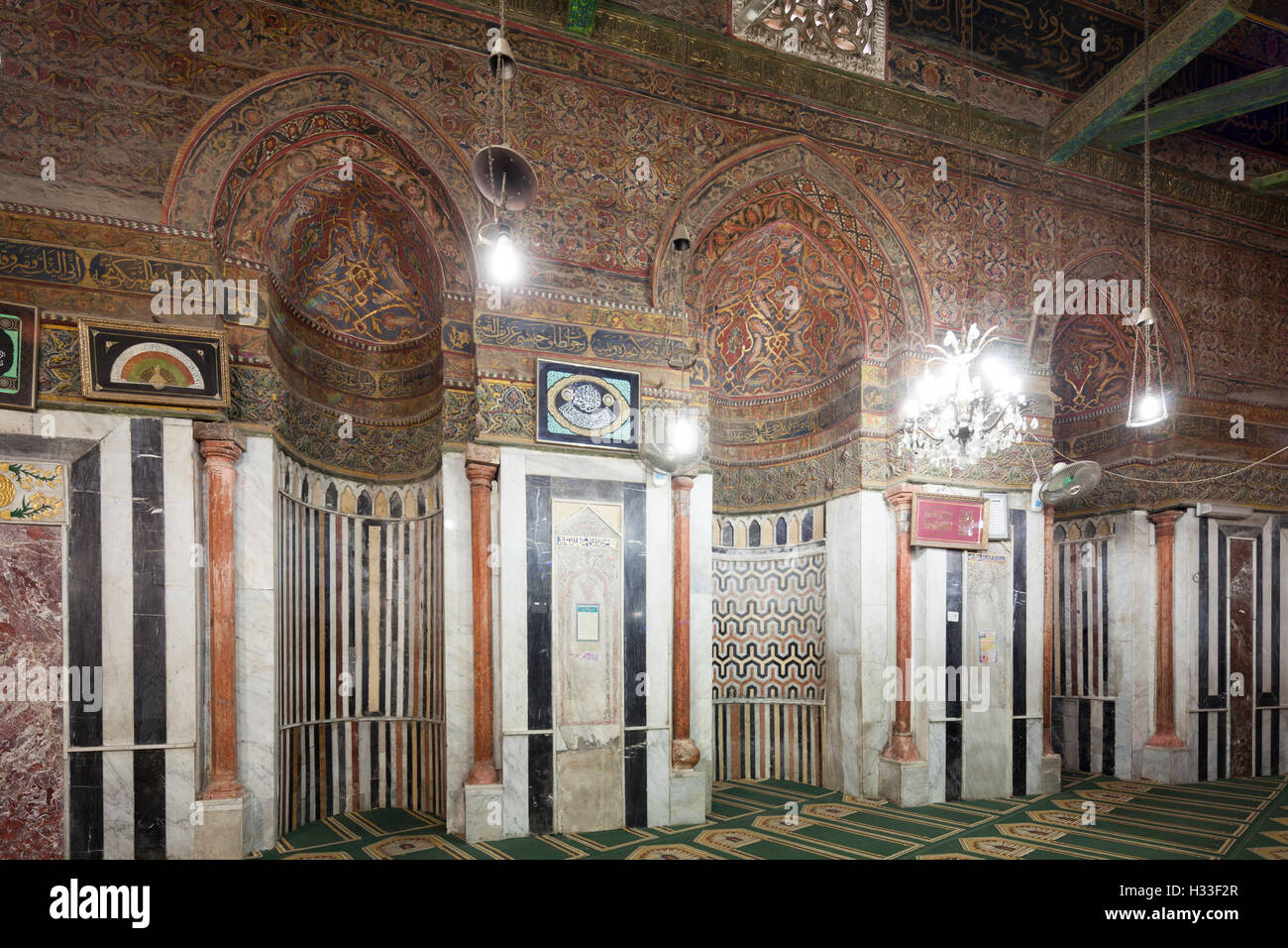 Mihrab triple, de l'intérieur, le tombeau de l'Imam al-Shafi'i, Le Caire, Egypte Banque D'Images