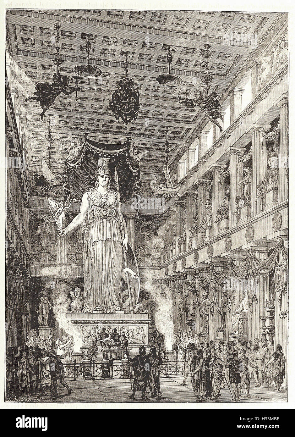 L'INTÉRIEUR DU PARTHÉNON, restauré - de 'Cassell's Illustrated Histoire universelle" - 1882 Banque D'Images