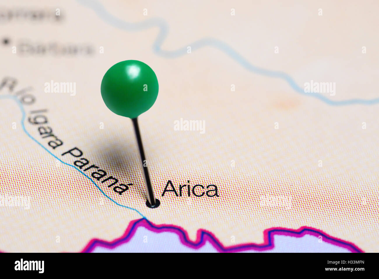 Arica épinglée sur une carte de la Colombie Banque D'Images