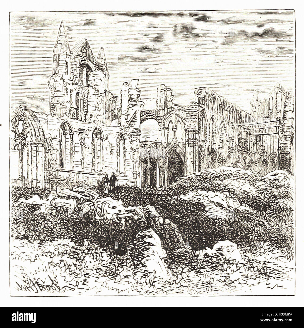 L'ABBAYE DE WHITBY - de 'Cassell's Illustrated Histoire universelle" - 1882 Banque D'Images