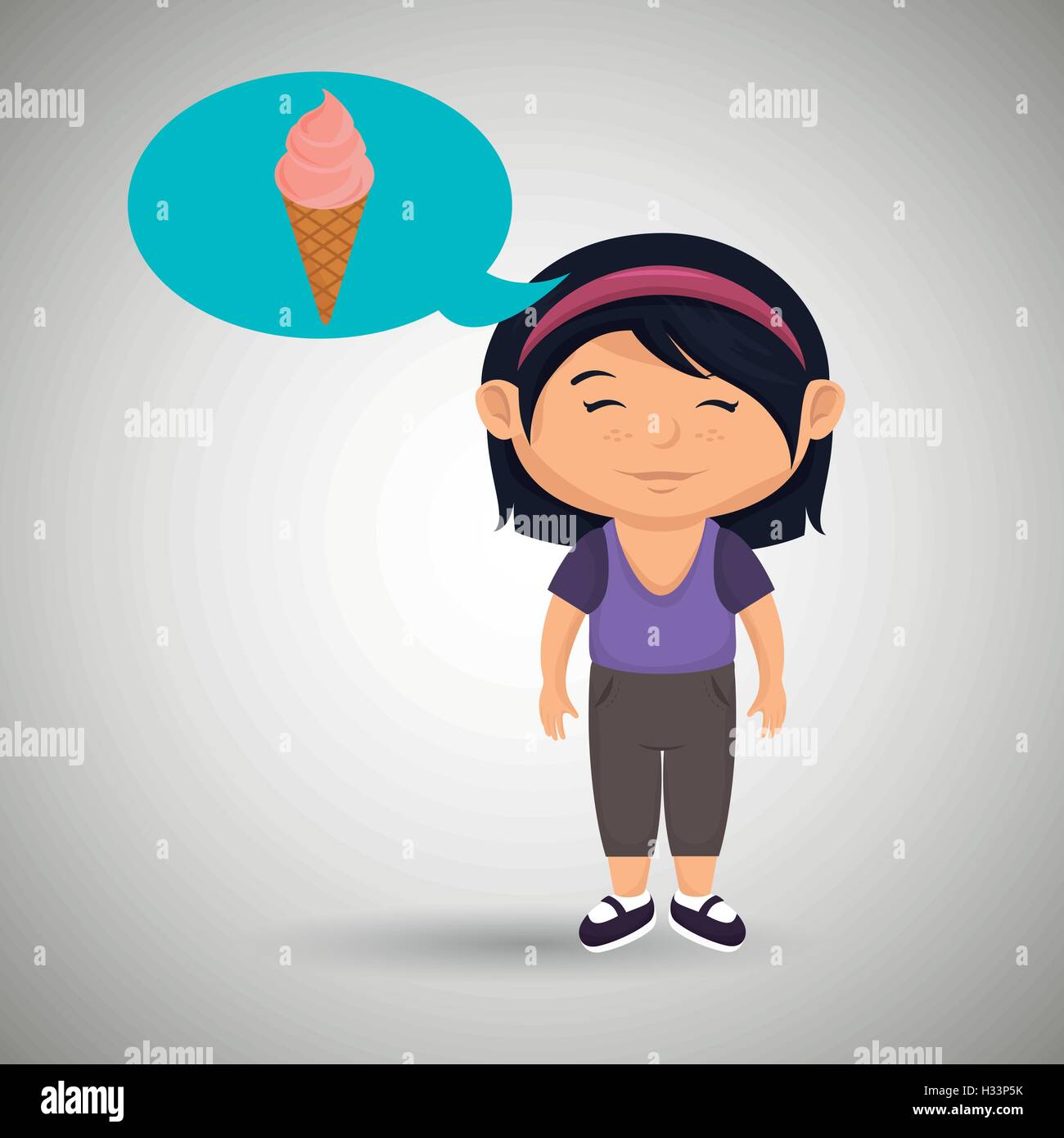 Cartoon girl ice cream Illustration de Vecteur