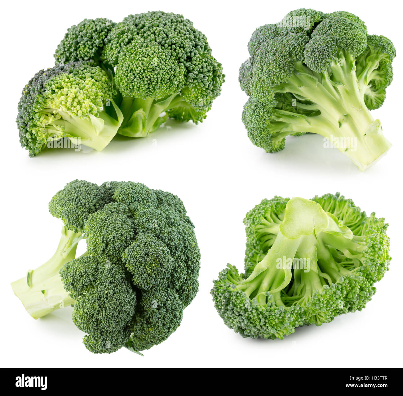 Collection de brocolis isolé sur le fond blanc. Banque D'Images