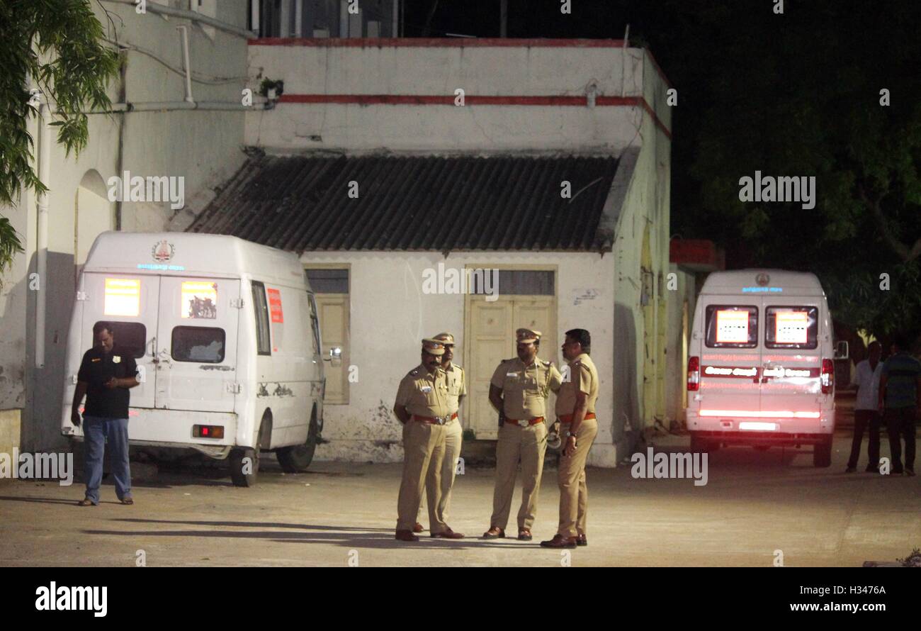 La police de l'hôpital gouvernemental de Royapettah, P Ramkumar aurait commis un suicide à la prison centrale de Puzhal, prison centrale de Puzhal, Madras, Chennai, Tamil Nadu,Inde, Asie, Asie, Indien Banque D'Images