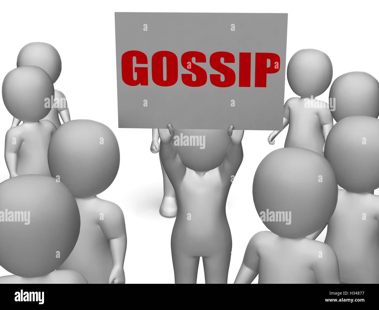 Gossip Board Caractère signifie Whispering secrets et Rumoring Banque D'Images