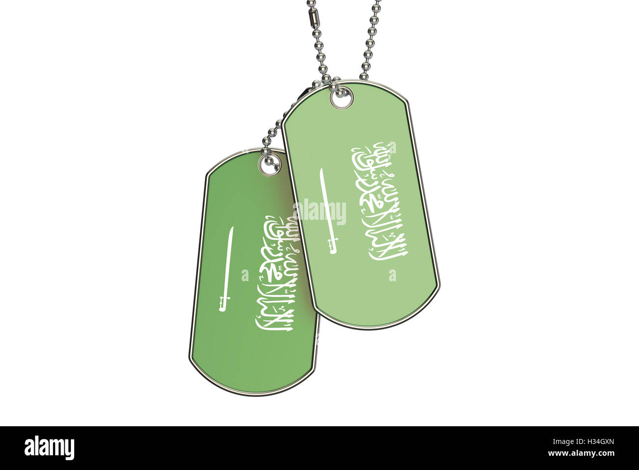 L'Arabie saoudite Dog Tags, rendu 3D isolé sur fond blanc Banque D'Images