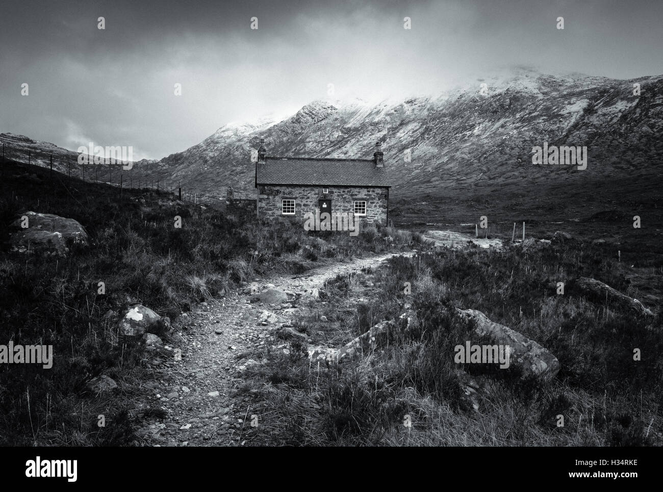 Coire Fionnaraich bothy, North West Highlands d'Ecosse, Royaume-Uni Banque D'Images