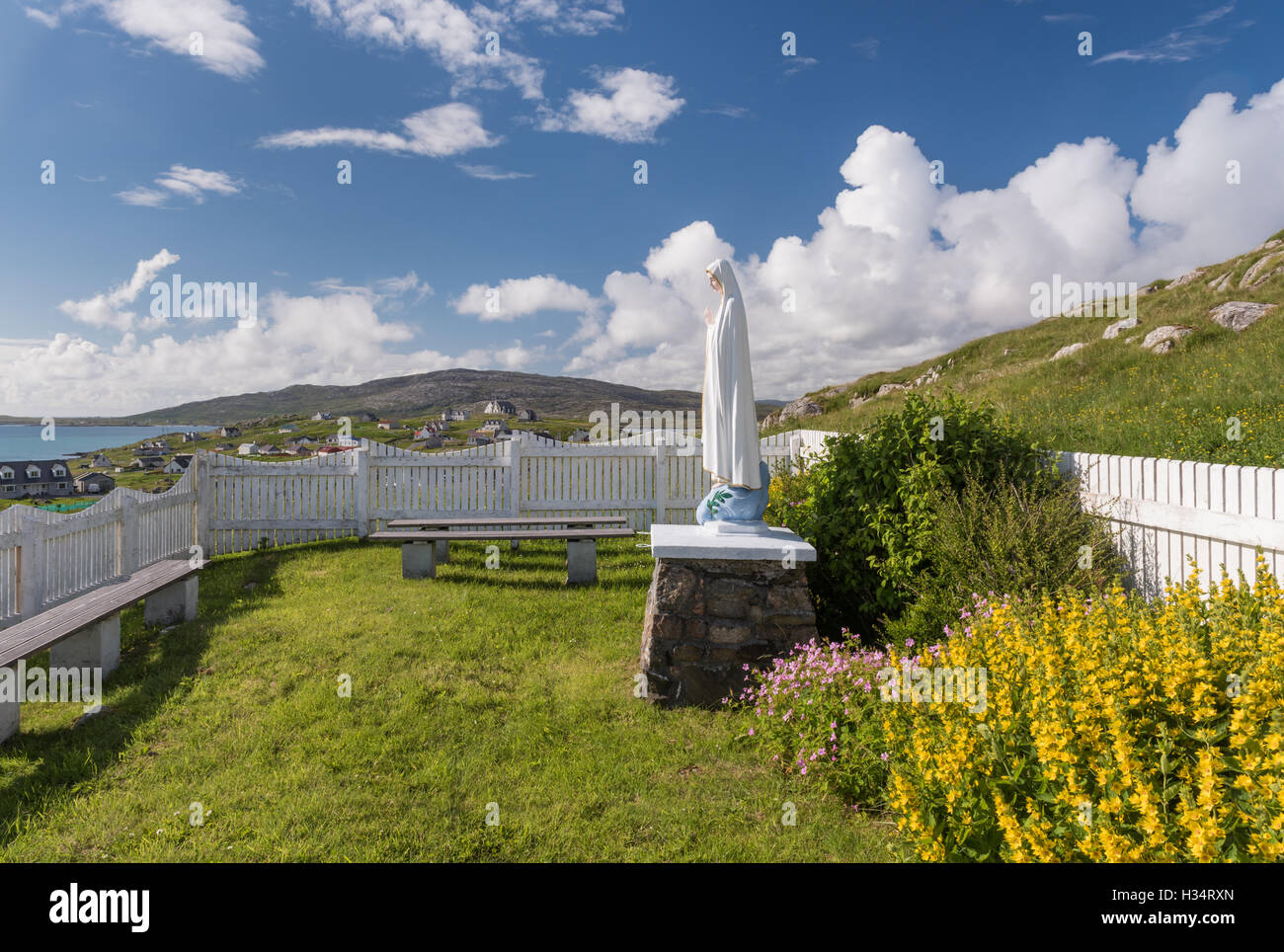 Statue de la Vierge Marie, l'île de Eriskay, Outer Hebrides, Western Isles, Ecosse Banque D'Images