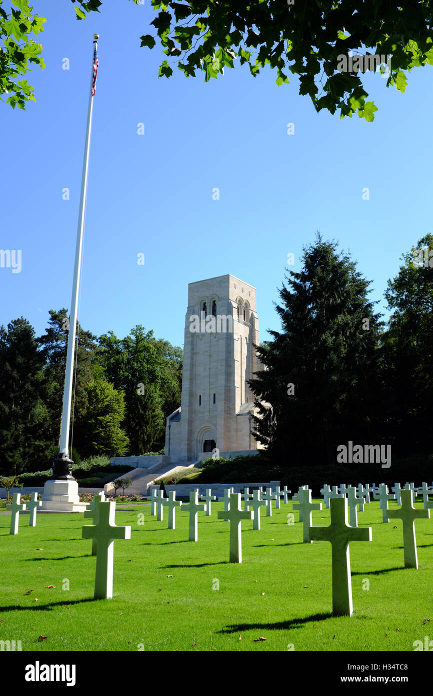 L'Aisne-Marne American Cemetery and Memorial à Nancy, dans le Nord de la France. Banque D'Images