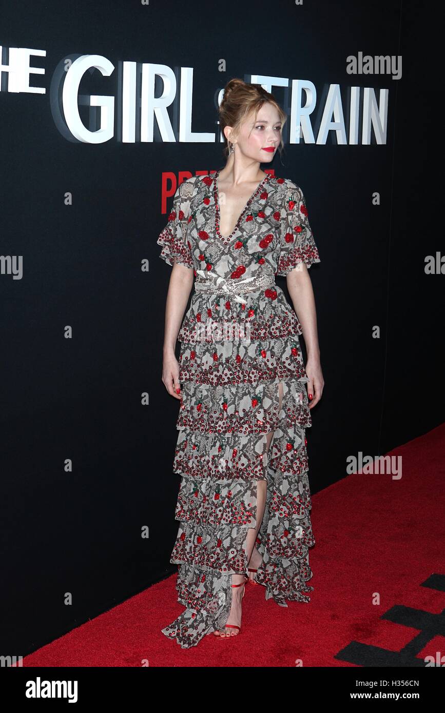 New York, NY, USA. 4ème Oct, 2016. Haley Bennett à 'la Fille Sur le train' Premiere du Regal E-marche le 4 octobre 2016 à New York. Crédit : Diego Corredor Punch/media/Alamy Live News Banque D'Images