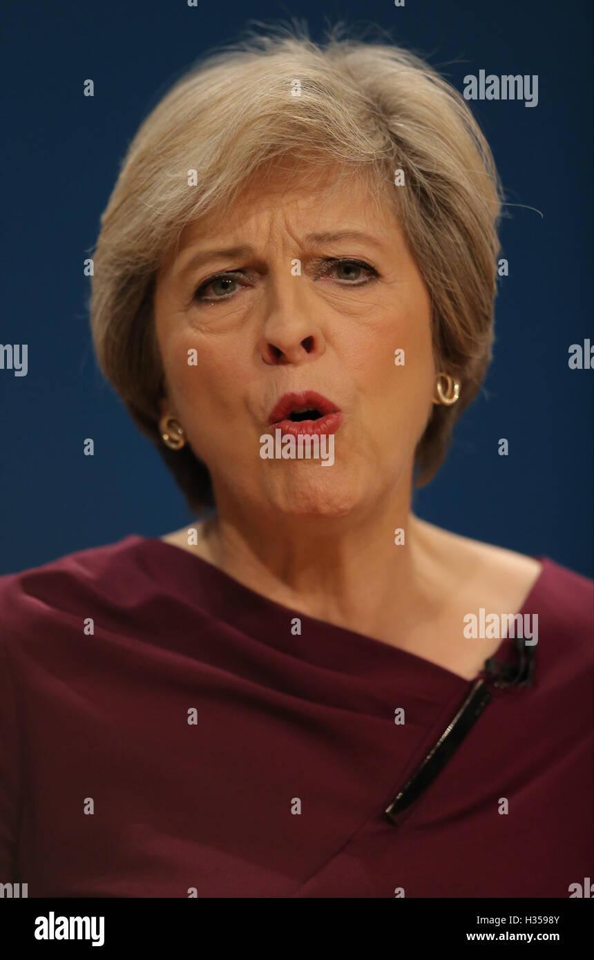 Birmingham, UK. 5 octobre, 2016. Theresa Mp peut premier ministre conservateur de la Cpi 2016 Conférence de Birmingham, Birmingham, Angleterre 05 octobre 2016 traite de la conférence du parti conservateur à la Cpi 2016 Birmingham, Birmingham, Angleterre Allstar Crédit : photo library/Alamy Live News Banque D'Images