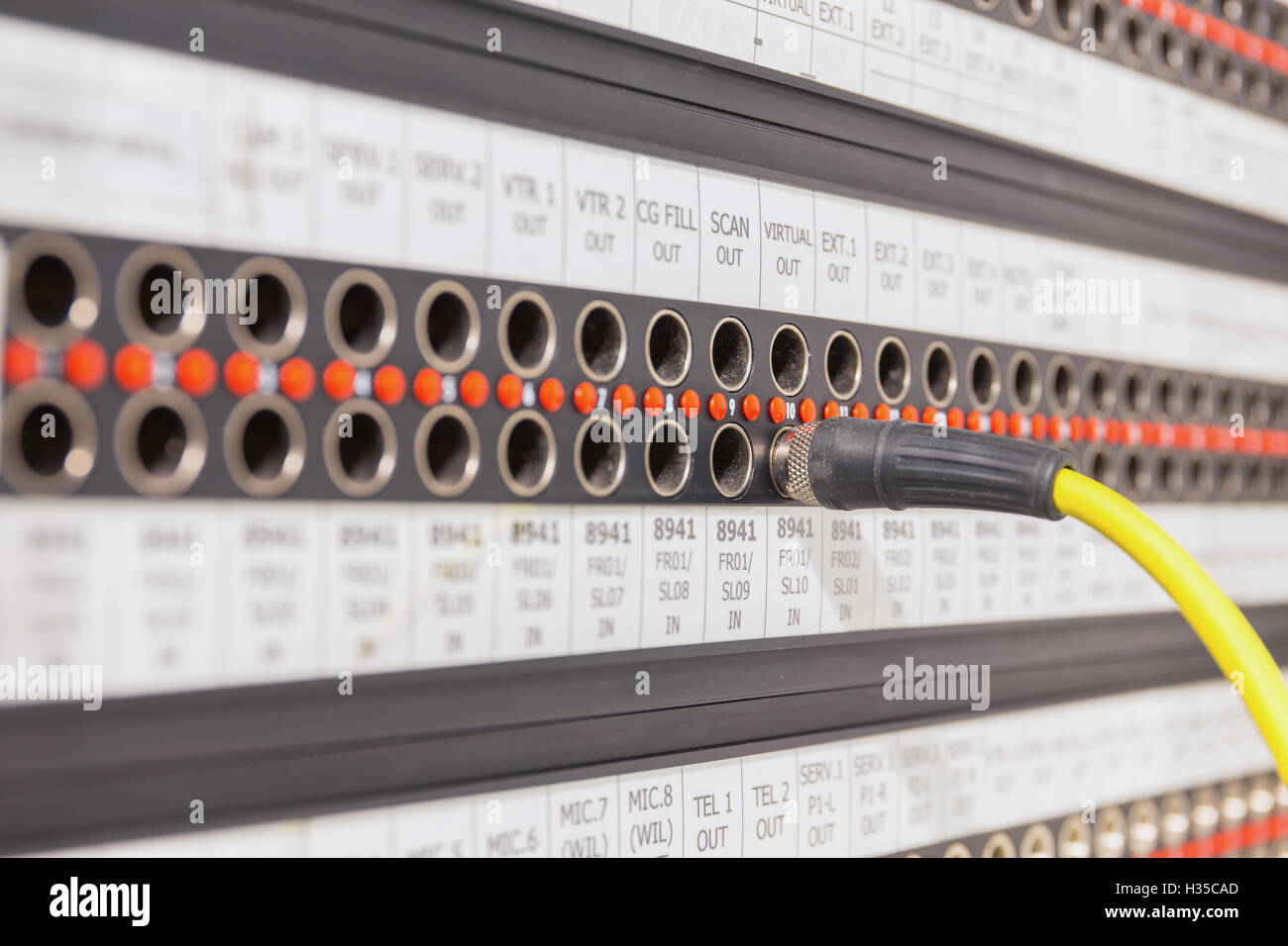 Patch Panel qui est équipé pour la diffusion. Banque D'Images