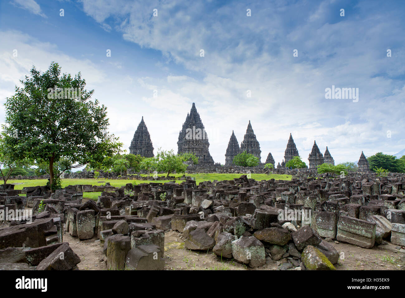 Des temples de Prambanan, l'UNESCO, à proximité de Yogyakarta, Java, Indonésie Banque D'Images