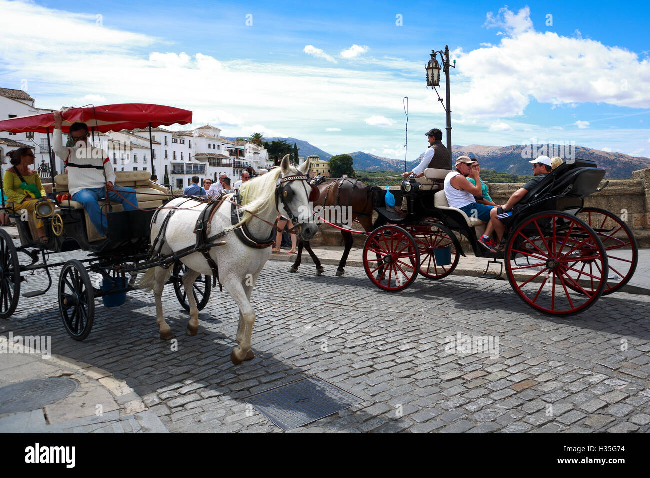 L'Andalousie, espagne. Transport de chevaux dans la région de Ronda. Malaga. Pako Mera Banque D'Images