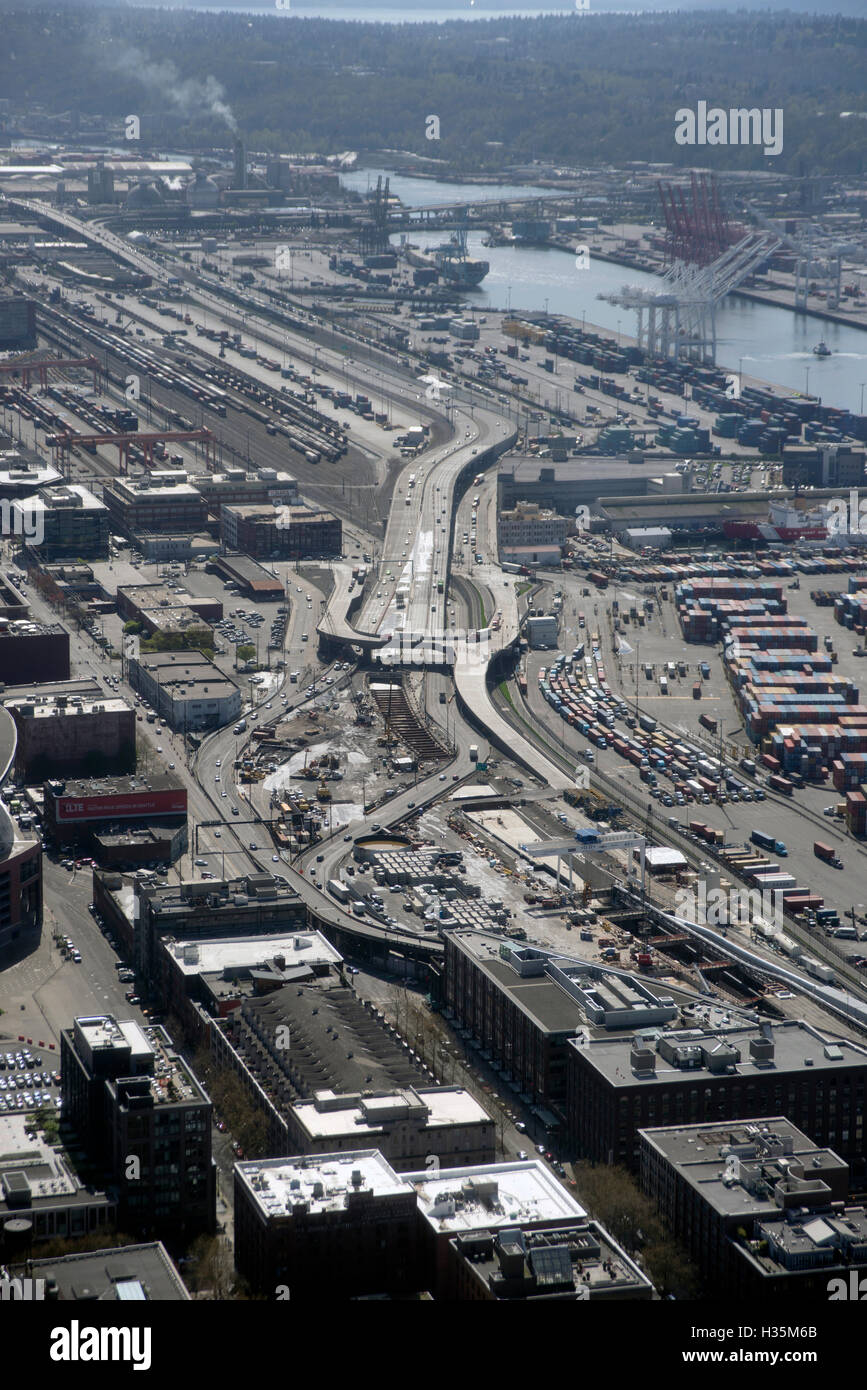 Vue aérienne de Seattle, Washington, USA. Banque D'Images