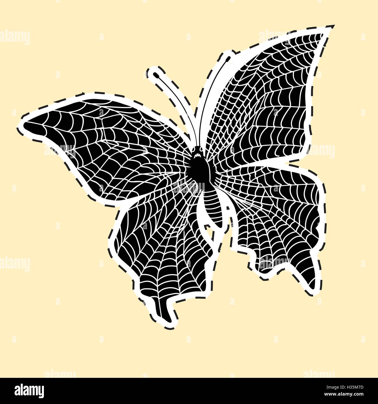 Papillon noir autocollant web Illustration de Vecteur