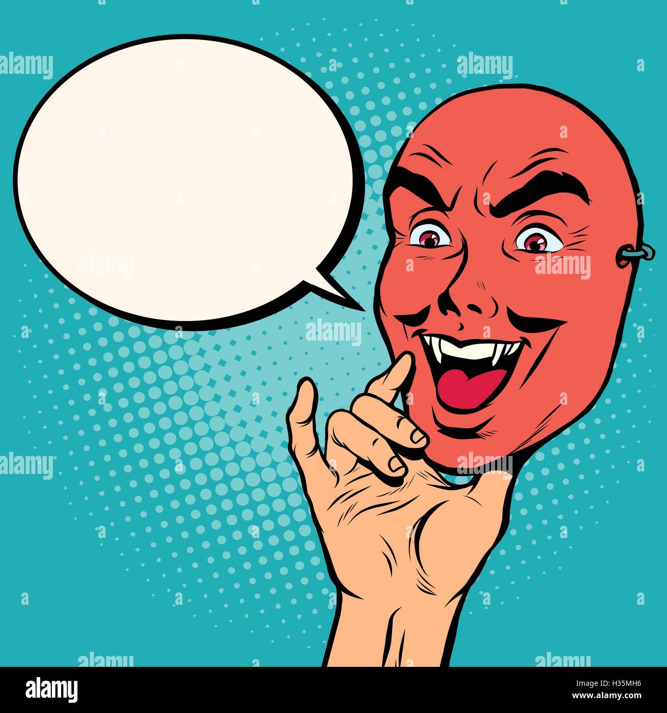 Masque de visage en colère d'un homme, Red Devil Illustration de Vecteur