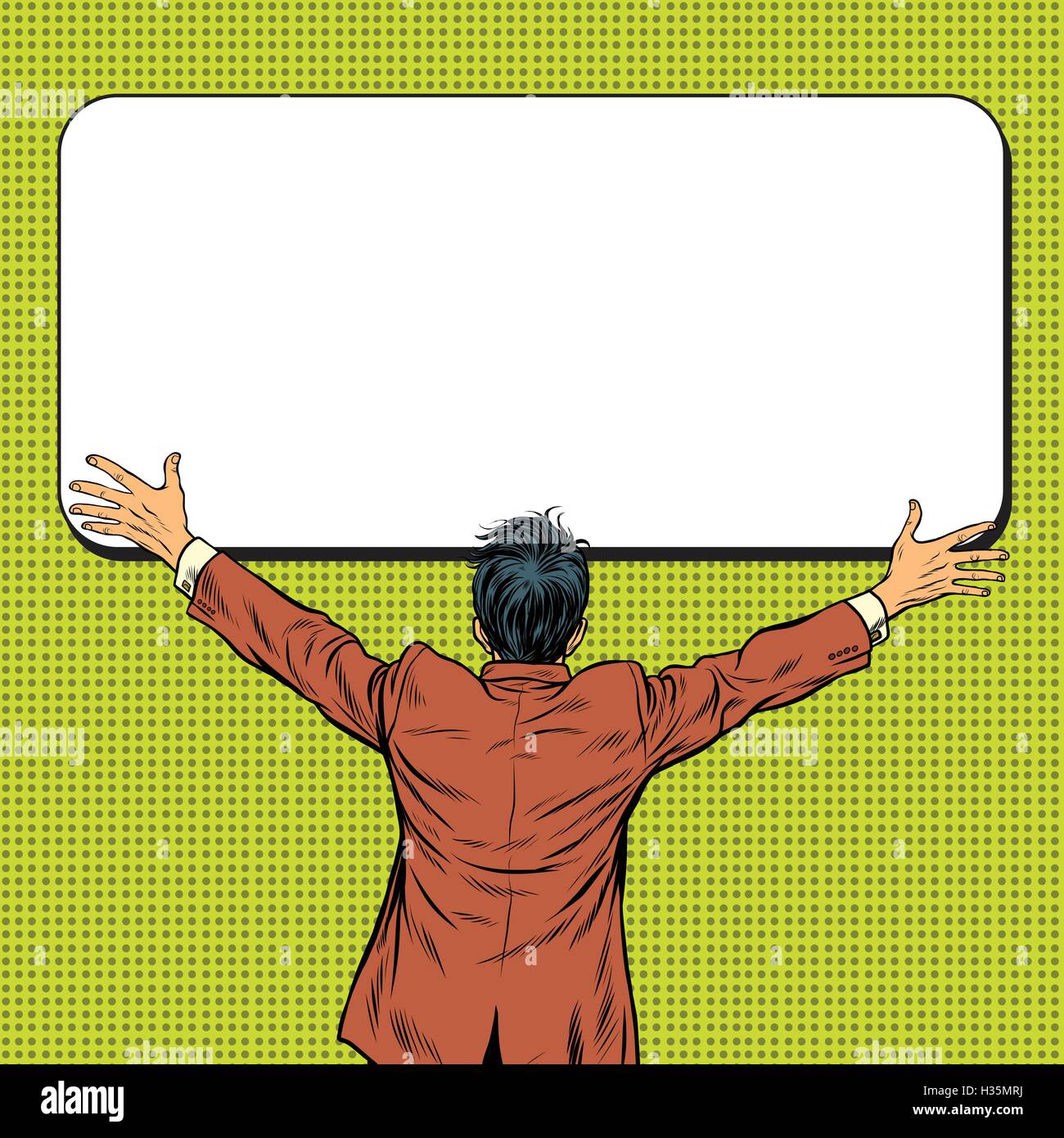 Homme rétro diffusion large d'une valeur de son bras, dos Illustration de Vecteur