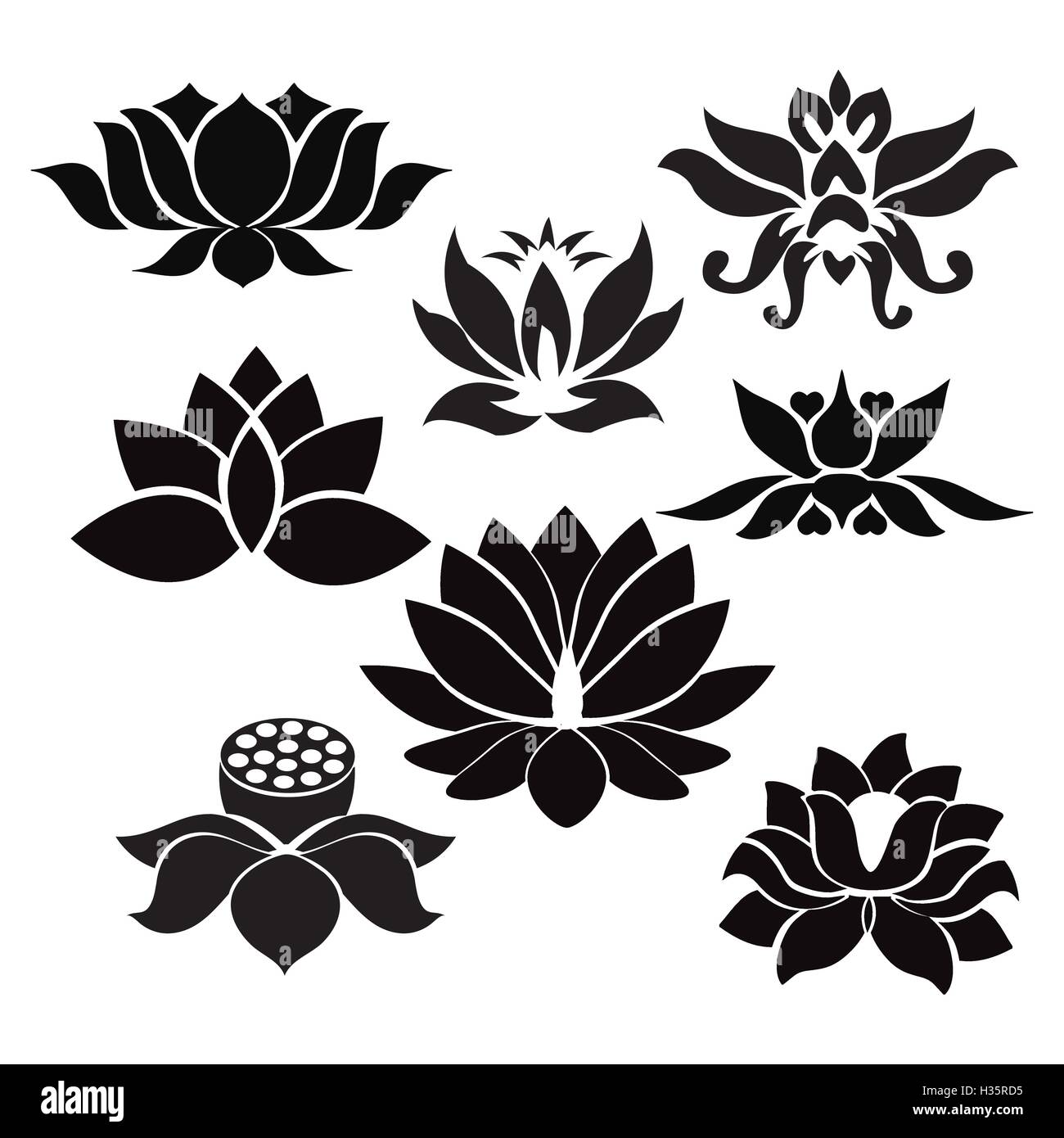 Les fleurs de lotus Tattoo - Illustration sur fond blanc Illustration de Vecteur