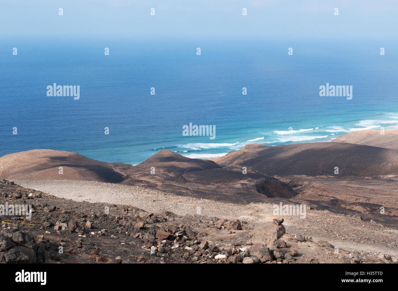 Fuerteventura, Îles Canaries, Afrique du Nord, Espagne : détails sur la plage de Cofete, un 30 km beach soutenu par le plus impressionnant des montagnes de l'île Banque D'Images