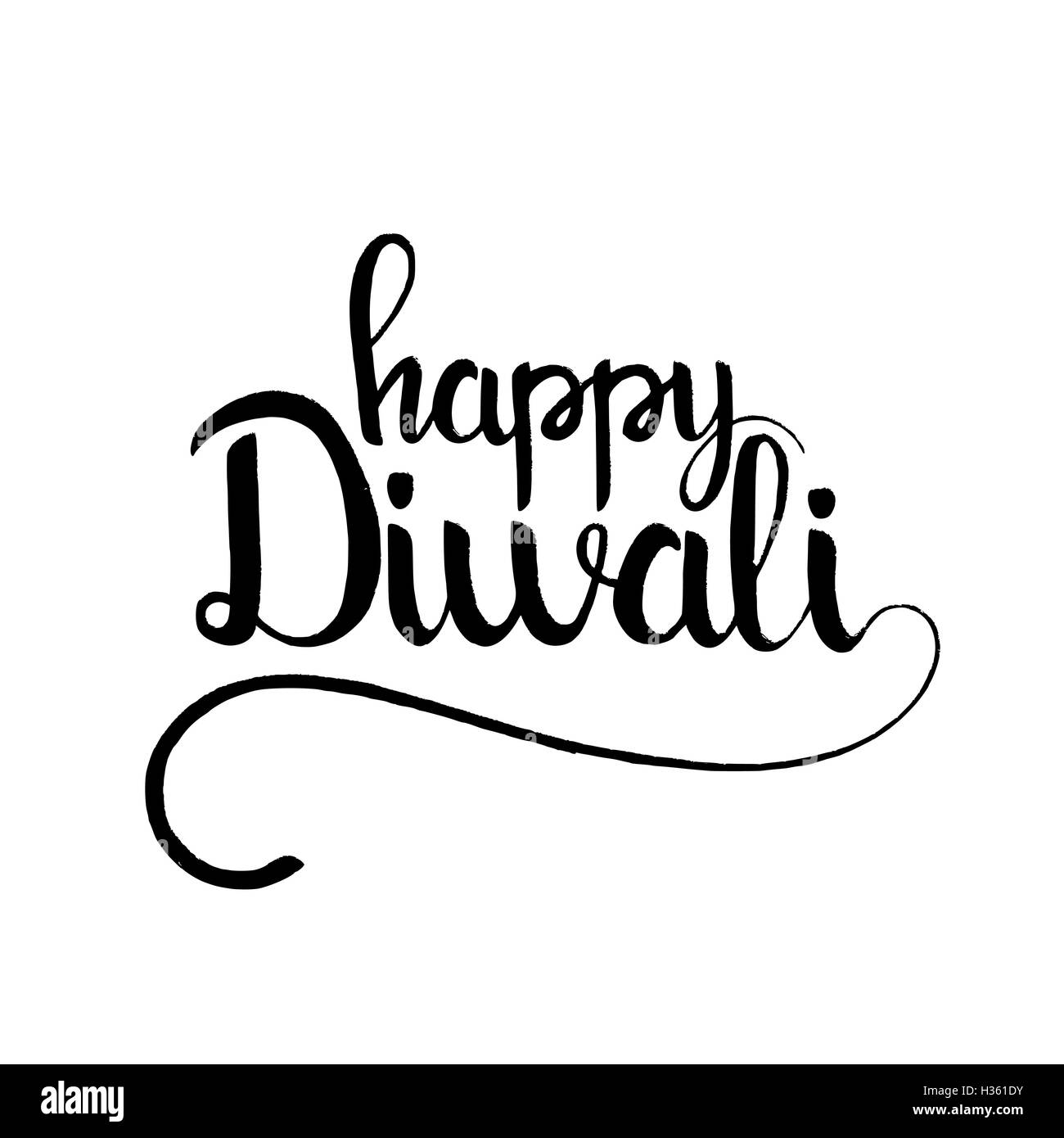 Happy Diwali le lettrage. La calligraphie moderne vector hand drawn isolé sur fond blanc pour la conception de votre carte de vœux Illustration de Vecteur
