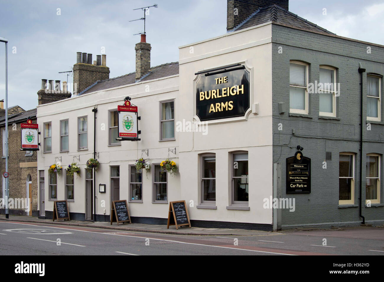 L'un des bras de Burleigh house public à Cambridge, UK Banque D'Images