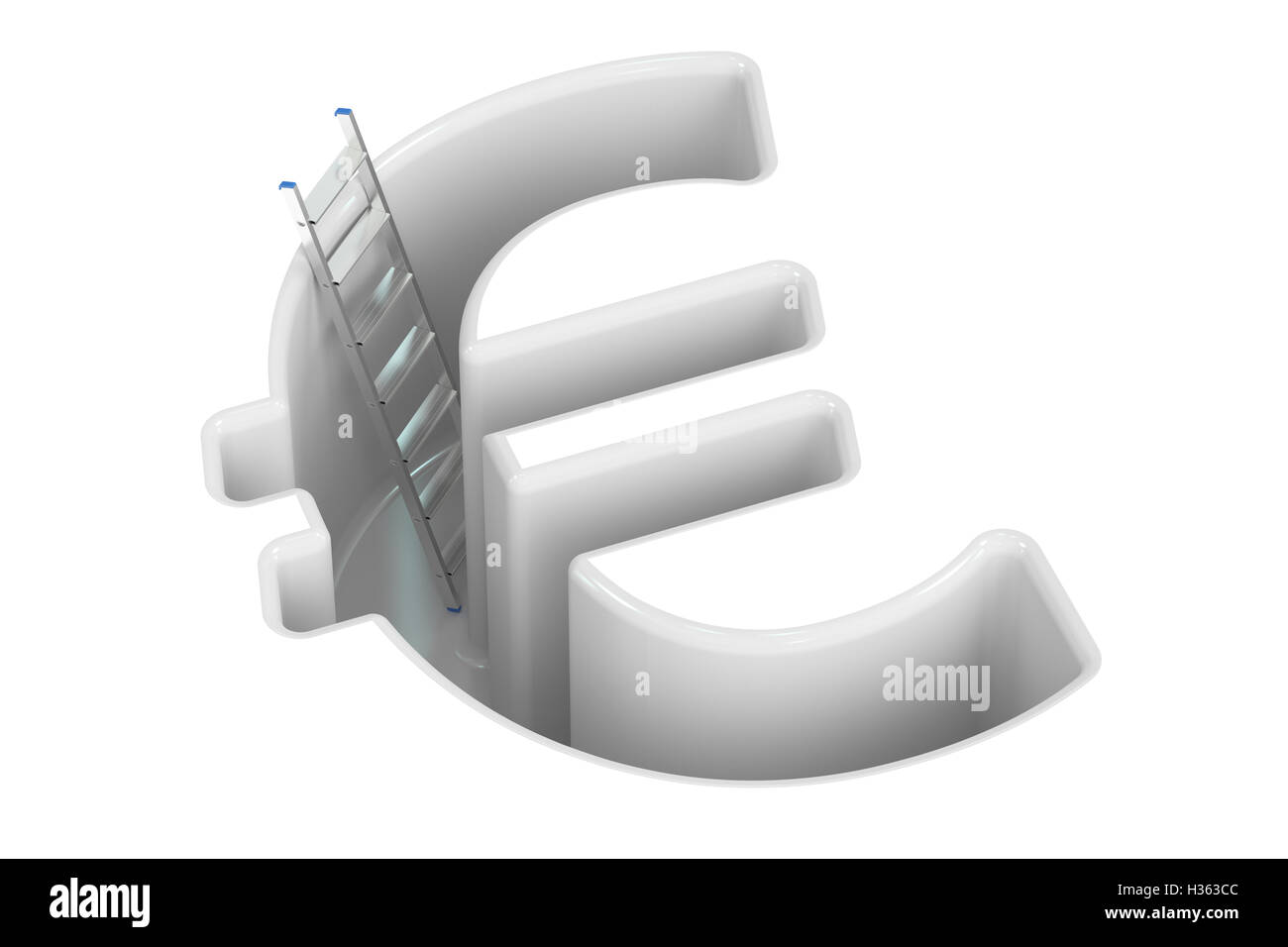 La crise de l'euro concept, rendu 3D isolé sur fond blanc Banque D'Images