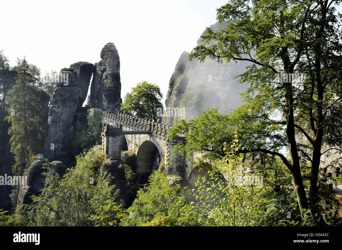 Nommé pont Bastei dans la Suisse Saxonne Allemagne Banque D'Images